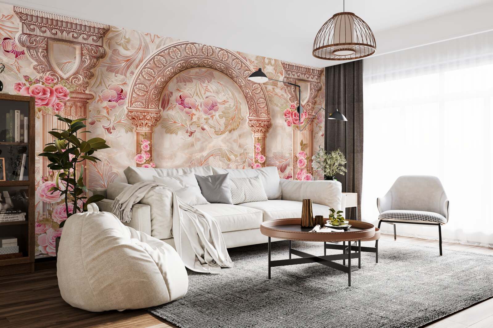 Fototapet Arc decorat cu flori roz