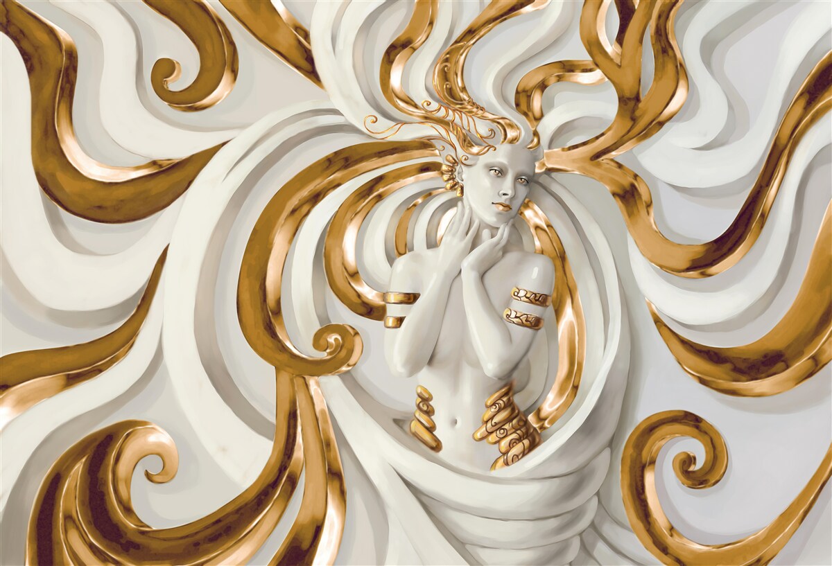 Fototapet doamnă cu părul auriu