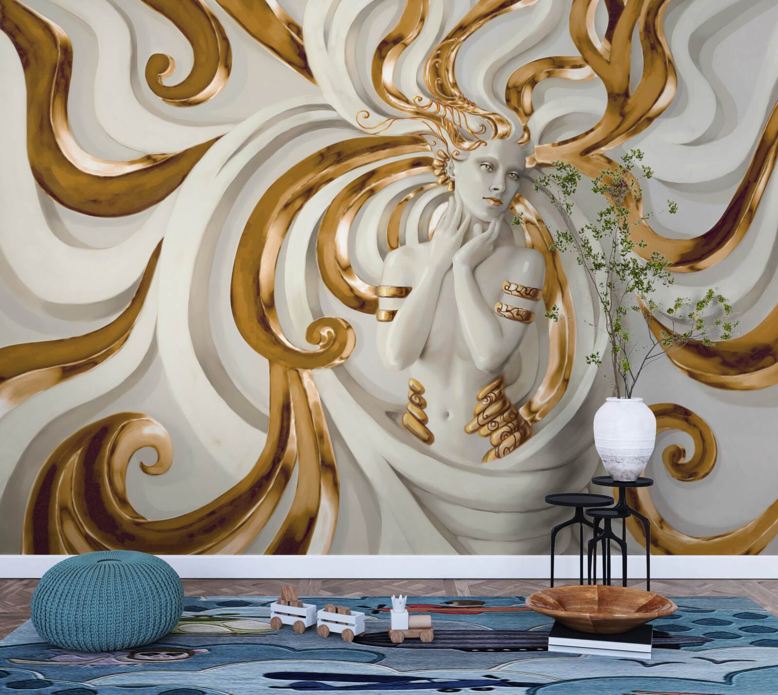 Fototapet doamnă cu părul auriu