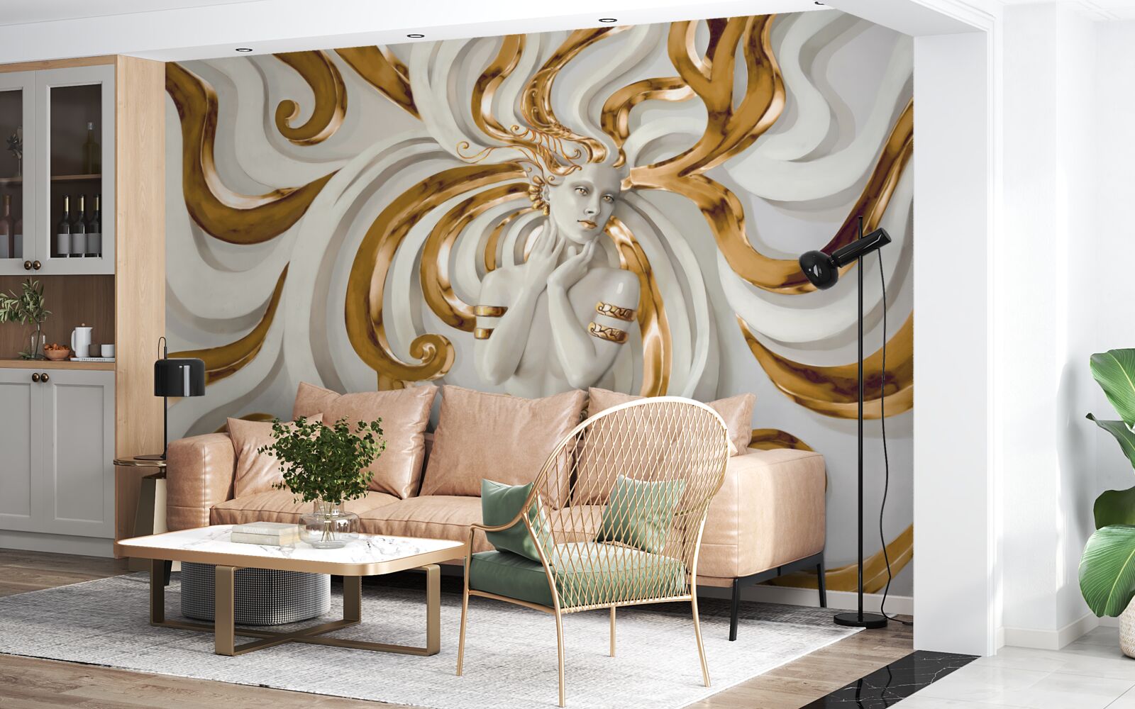 Fototapet doamnă cu părul auriu