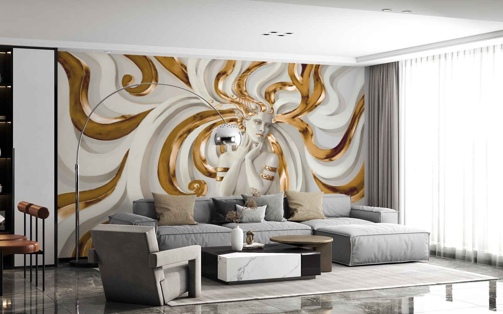 Fototapet doamnă cu părul auriu