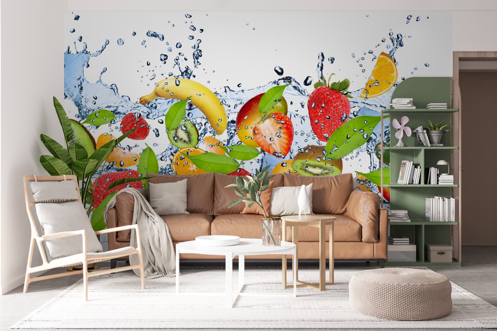 Fototapet stropi de apă în jurul fructelor și boabelor