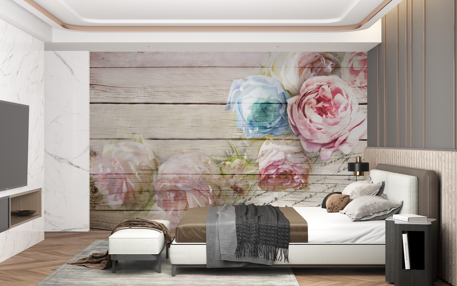 Fototapet set de trandafiri asemănători bujorilor