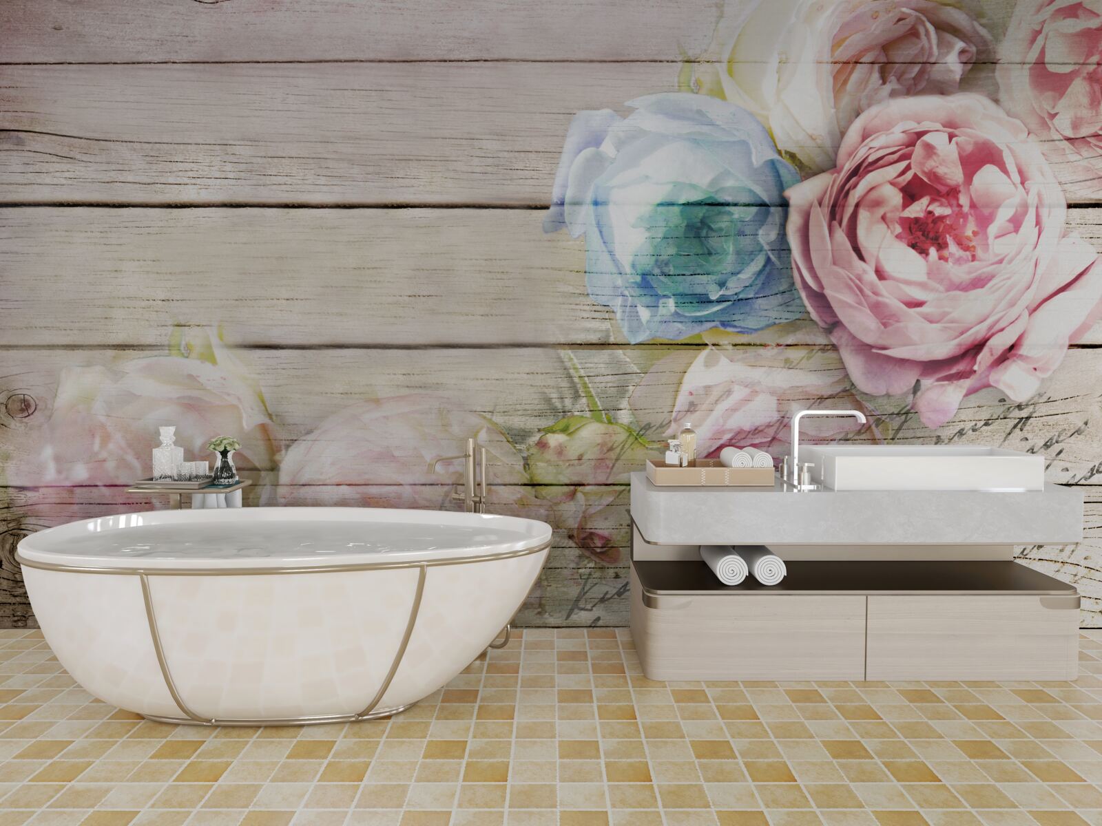 Fototapet set de trandafiri asemănători bujorilor