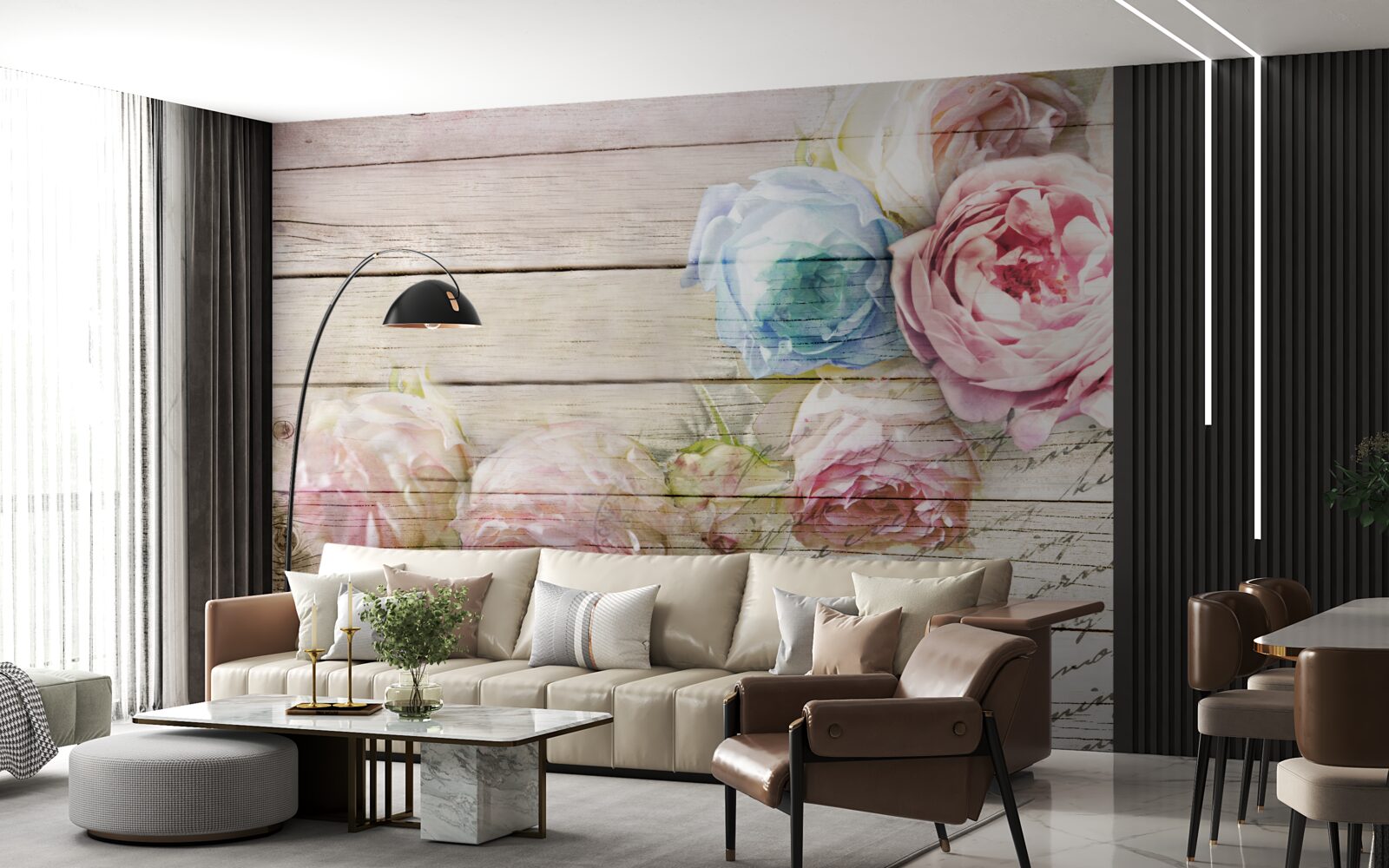 Fototapet set de trandafiri asemănători bujorilor