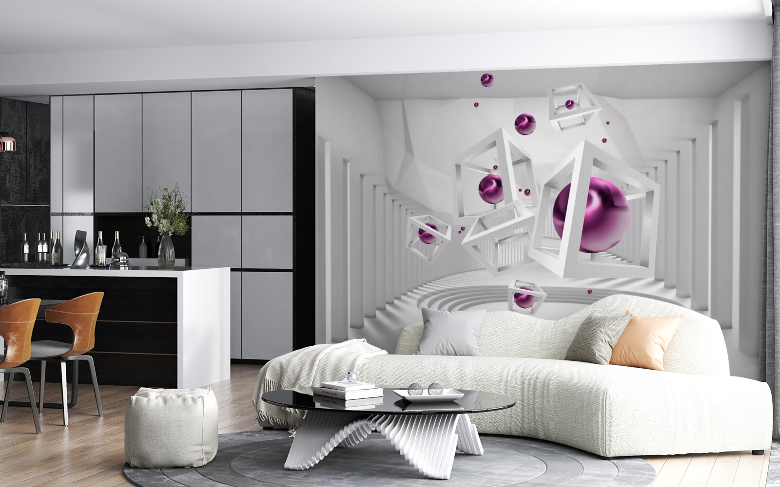 Fototapet forme geometrice și scări în conceptul de abstractizare