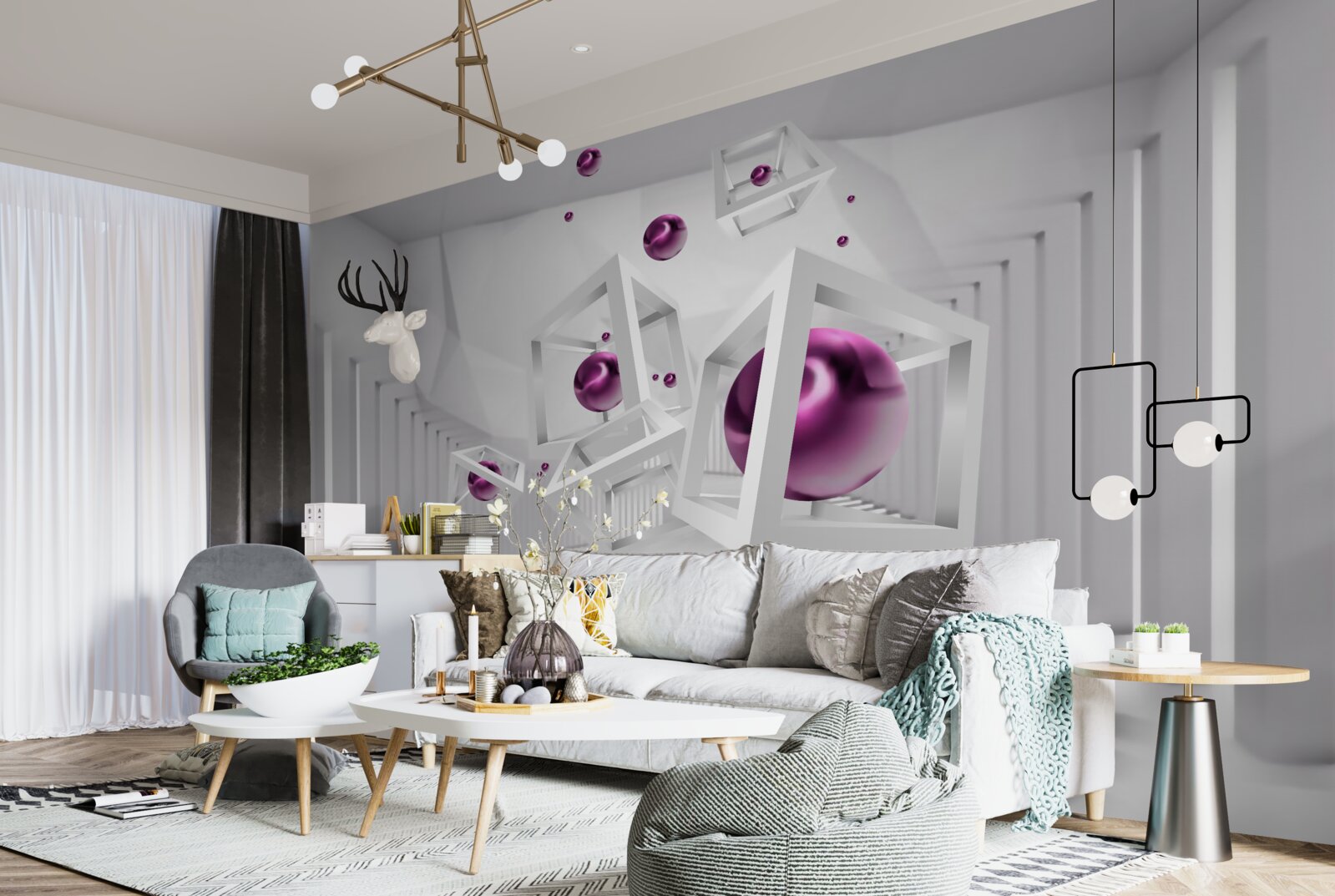 Fototapet forme geometrice și scări în conceptul de abstractizare