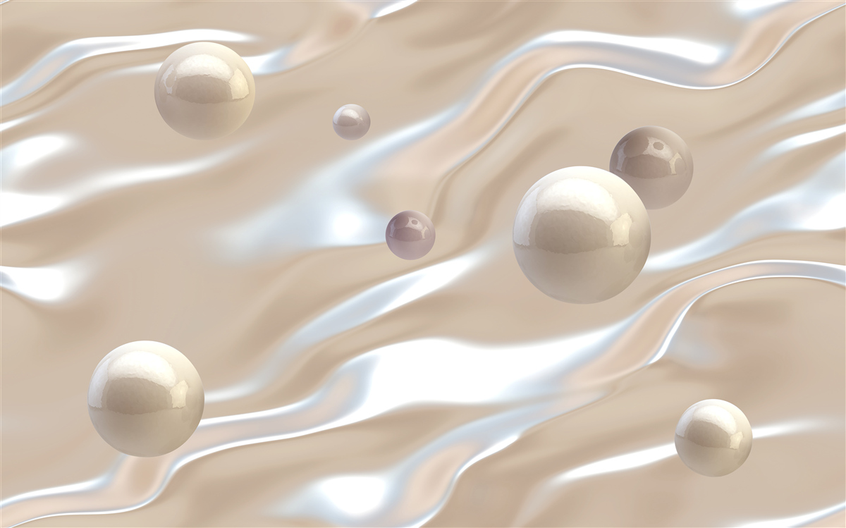 Fototapet perle aurii pe suprafața apei