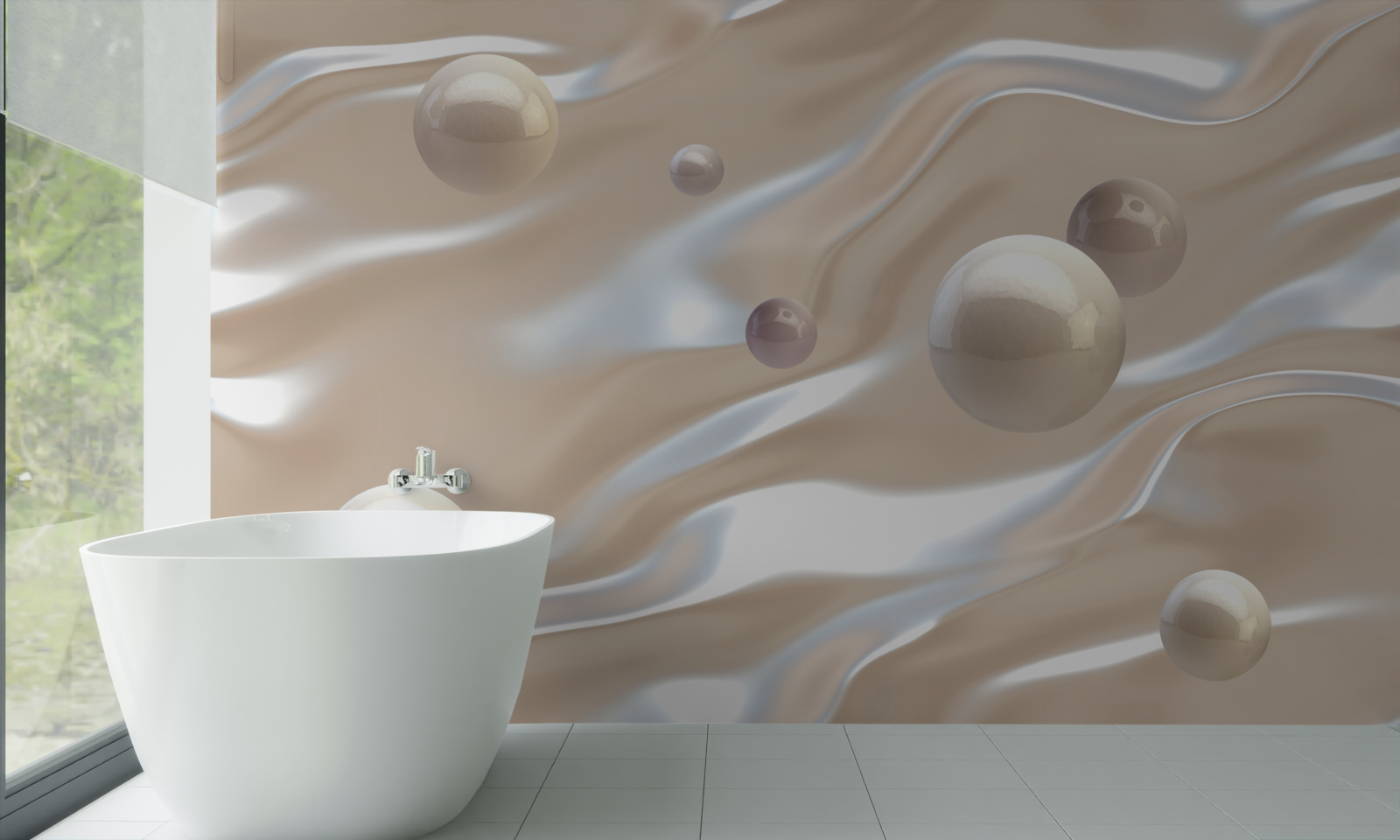 Fototapet perle aurii pe suprafața apei