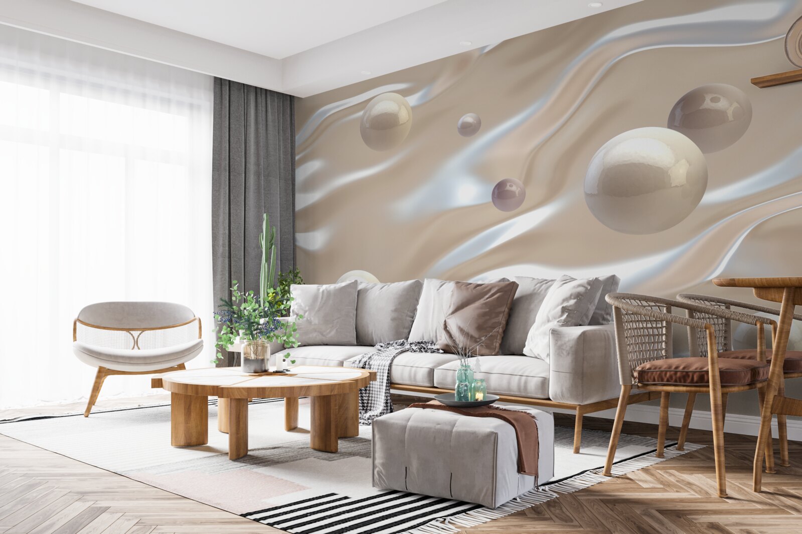 Fototapet perle aurii pe suprafața apei