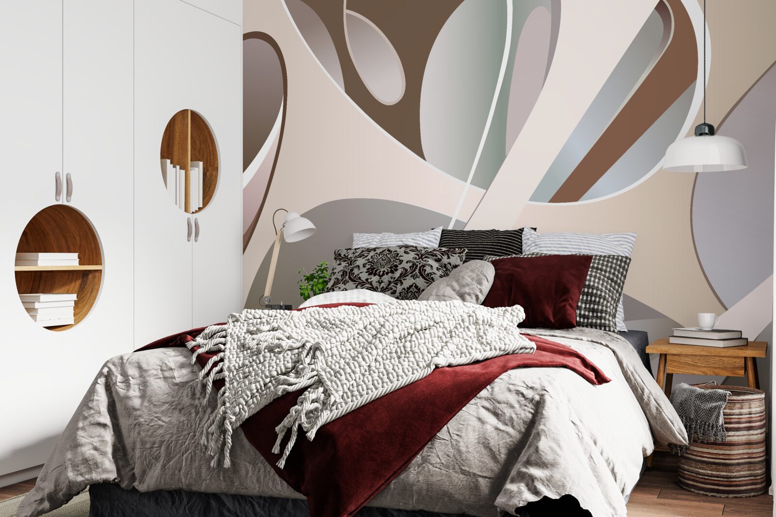 Fototapet curbe abstracte în bej