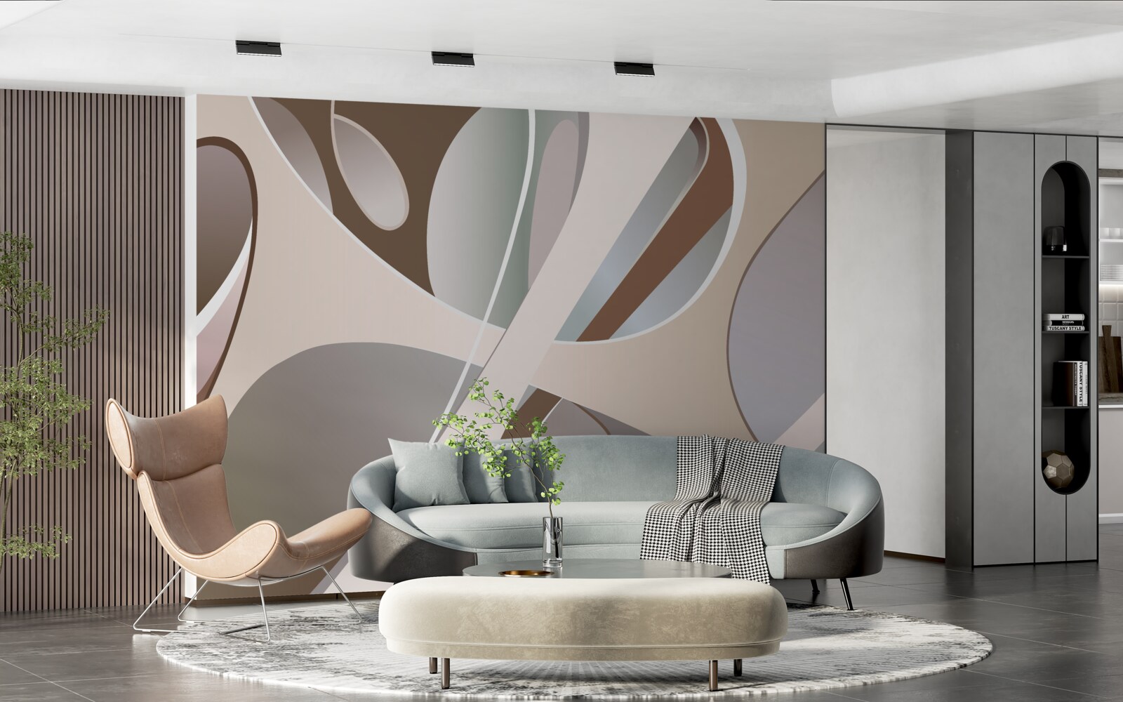 Fototapet curbe abstracte în bej