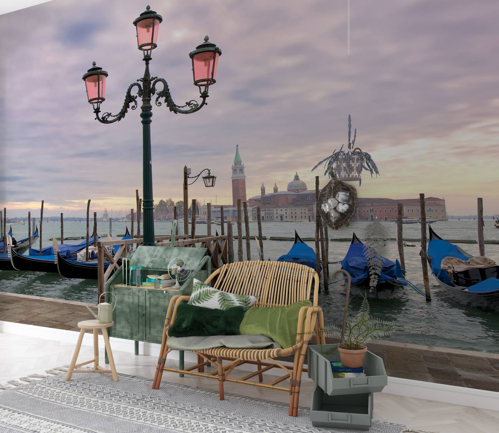 Fototapet gondole venețiene pe chei