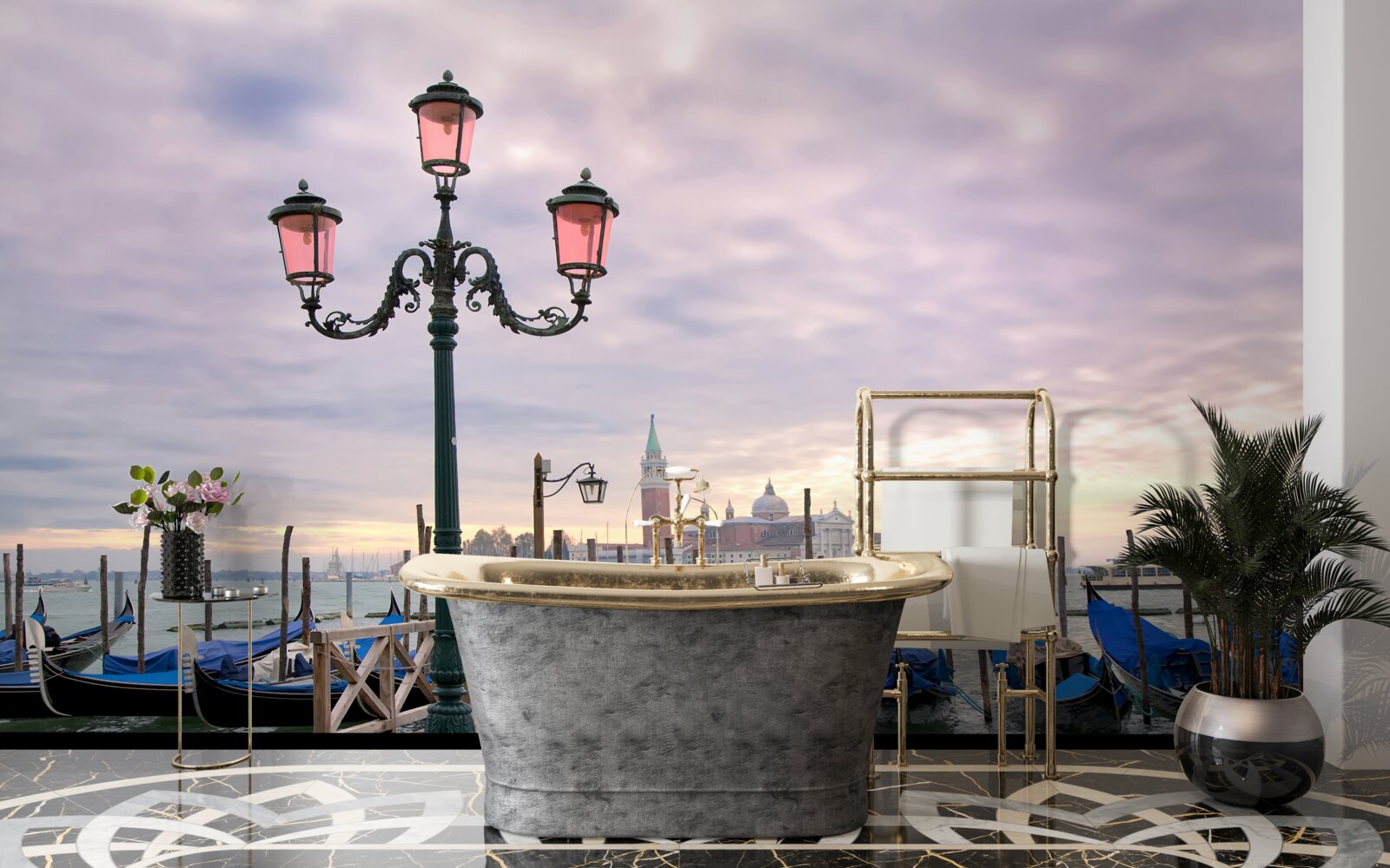 Fototapet gondole venețiene pe chei