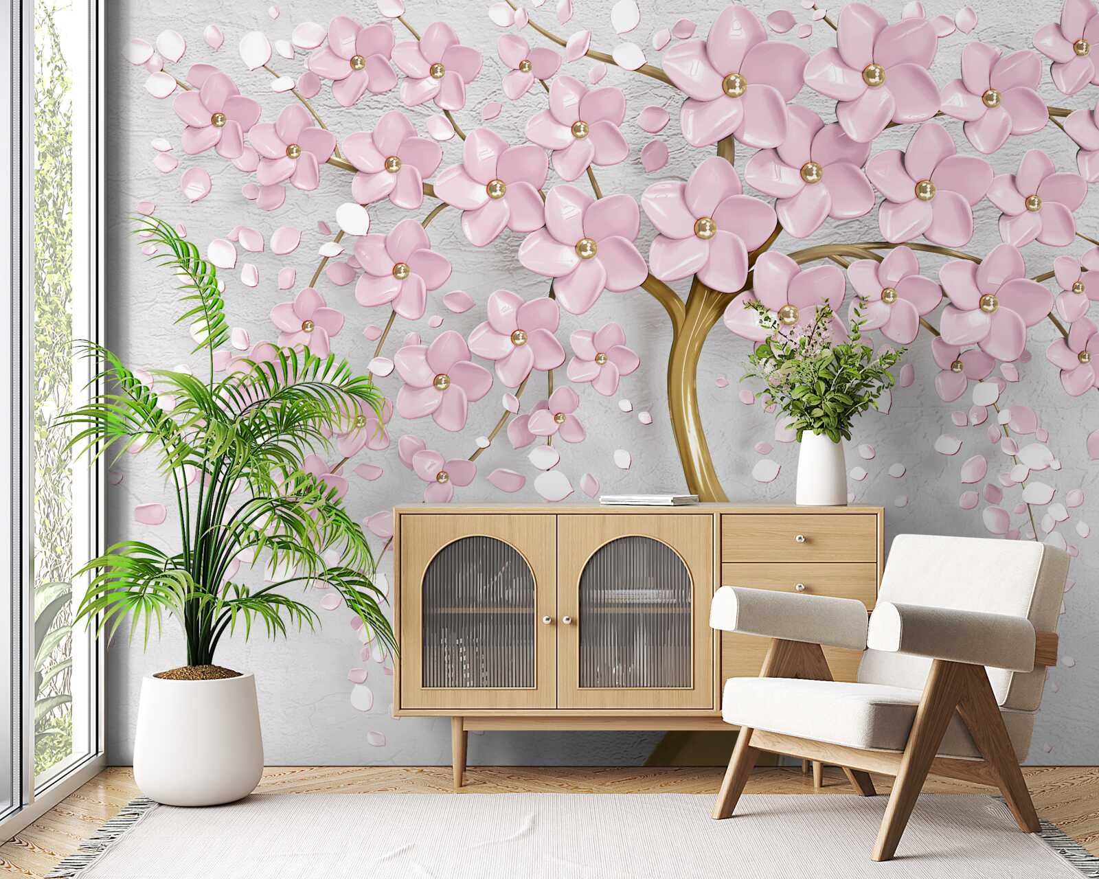 Fototapet copac înflorit cu ramuri atârnate