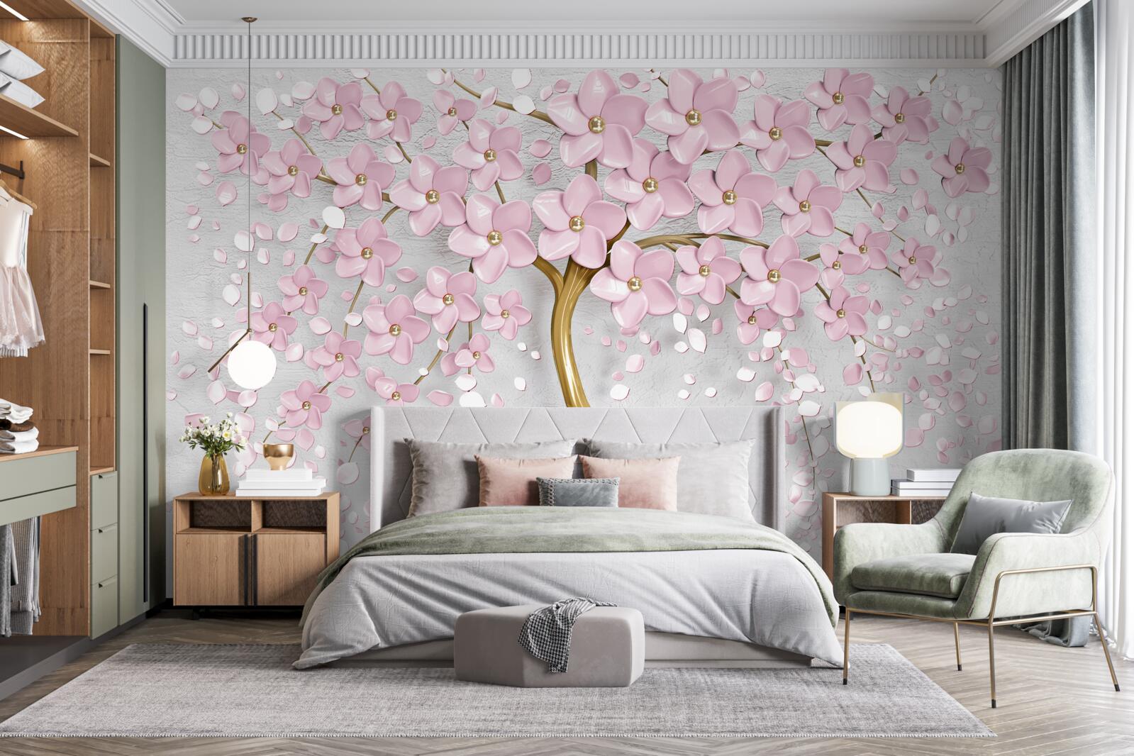 Fototapet copac înflorit cu ramuri atârnate