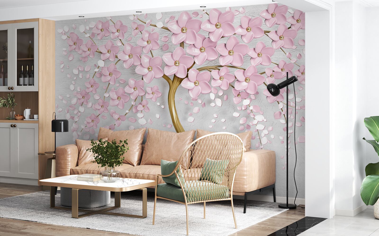 Fototapet copac înflorit cu ramuri atârnate