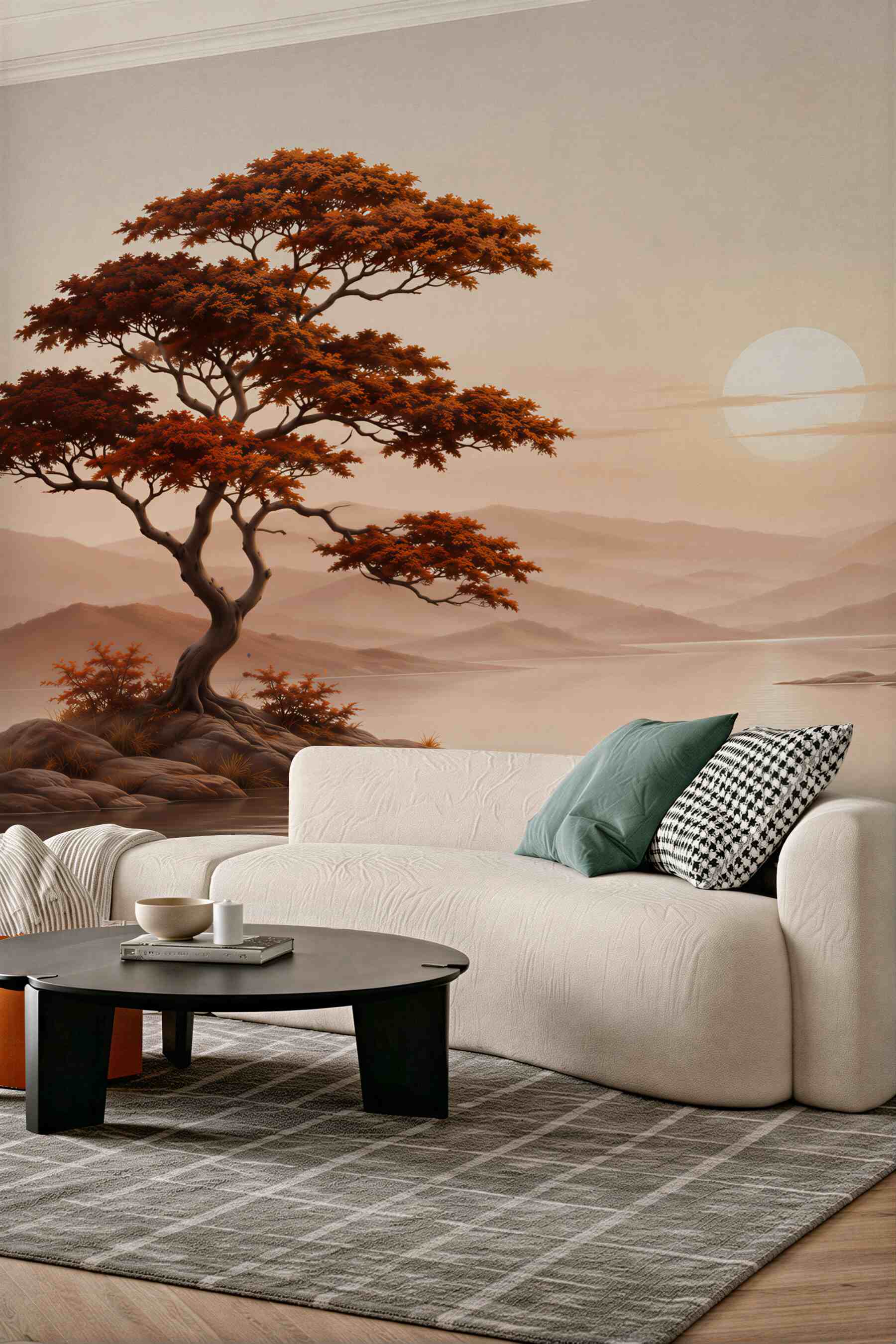 Fototapeta słońce zachodzi nad bonsai