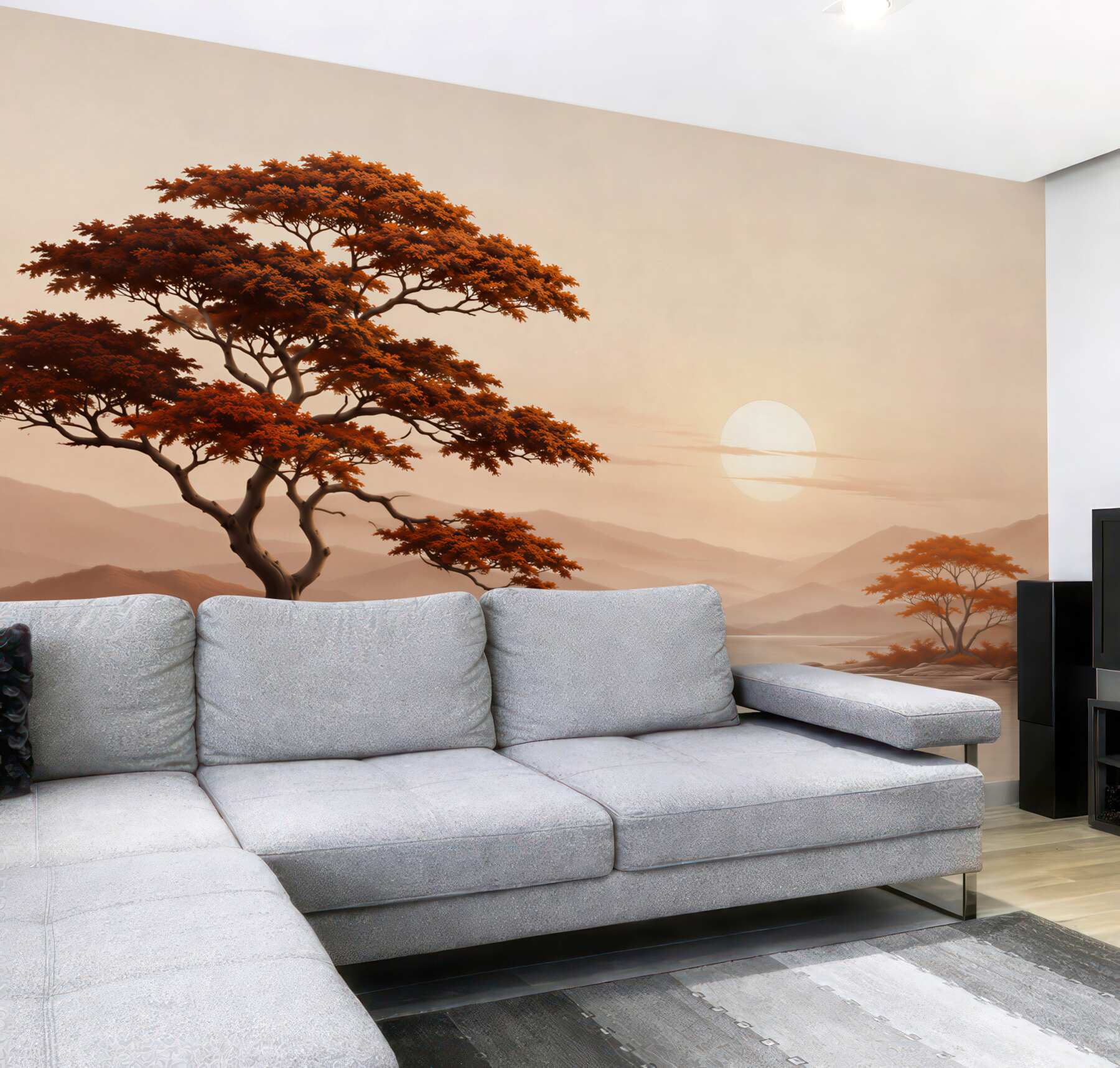 Fototapeta słońce zachodzi nad bonsai