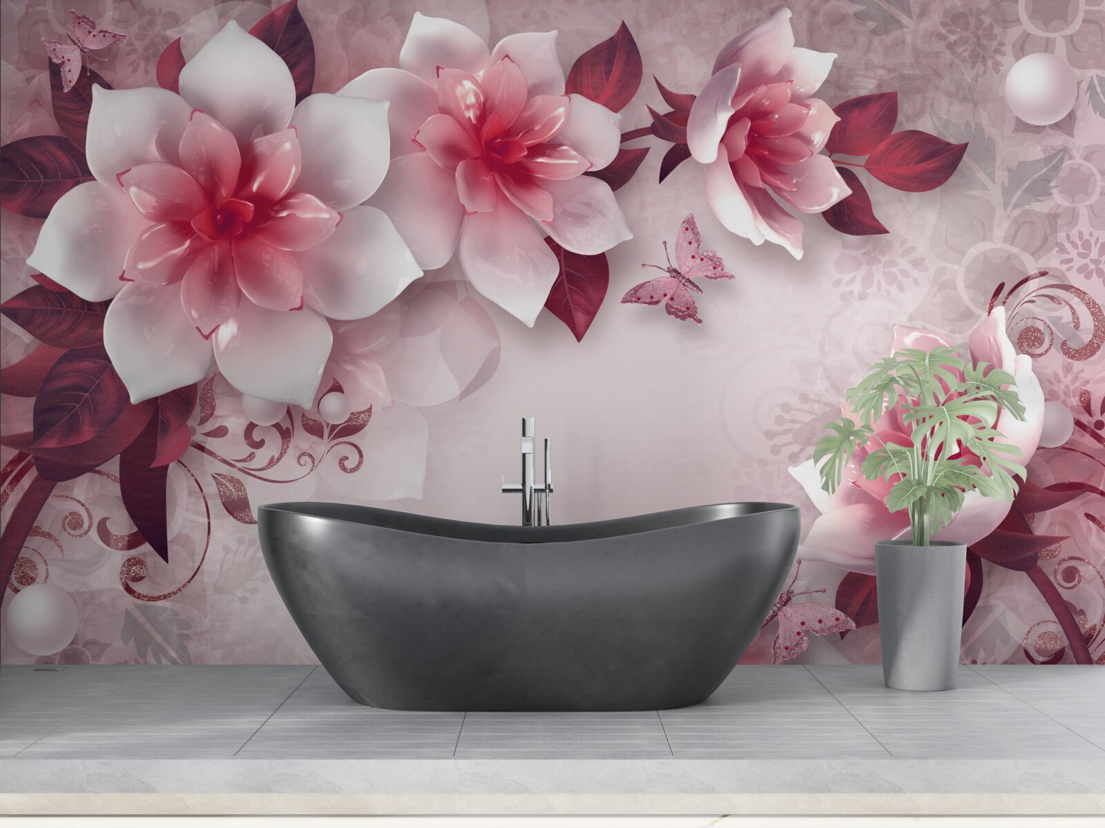 Fototapet lotusul are culoarea albă ca zăpada, cu un centru roșu frumos