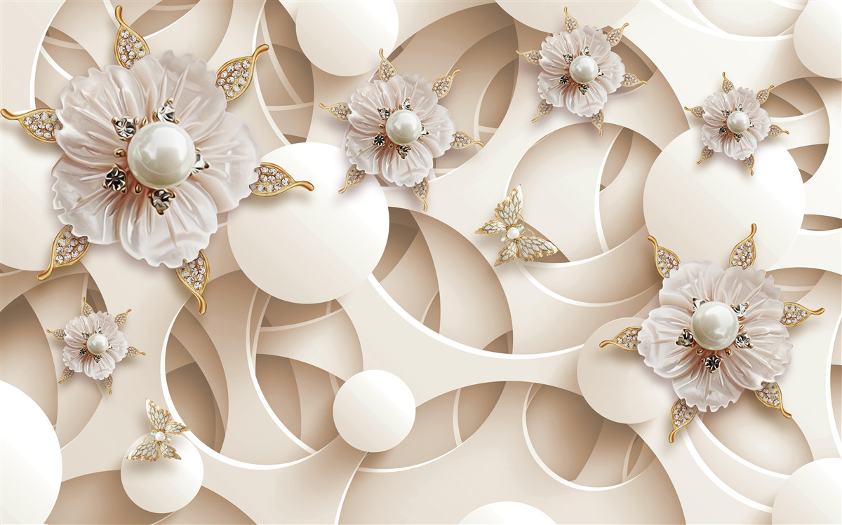 Fototapet muguri albi ca perla cu perle albe