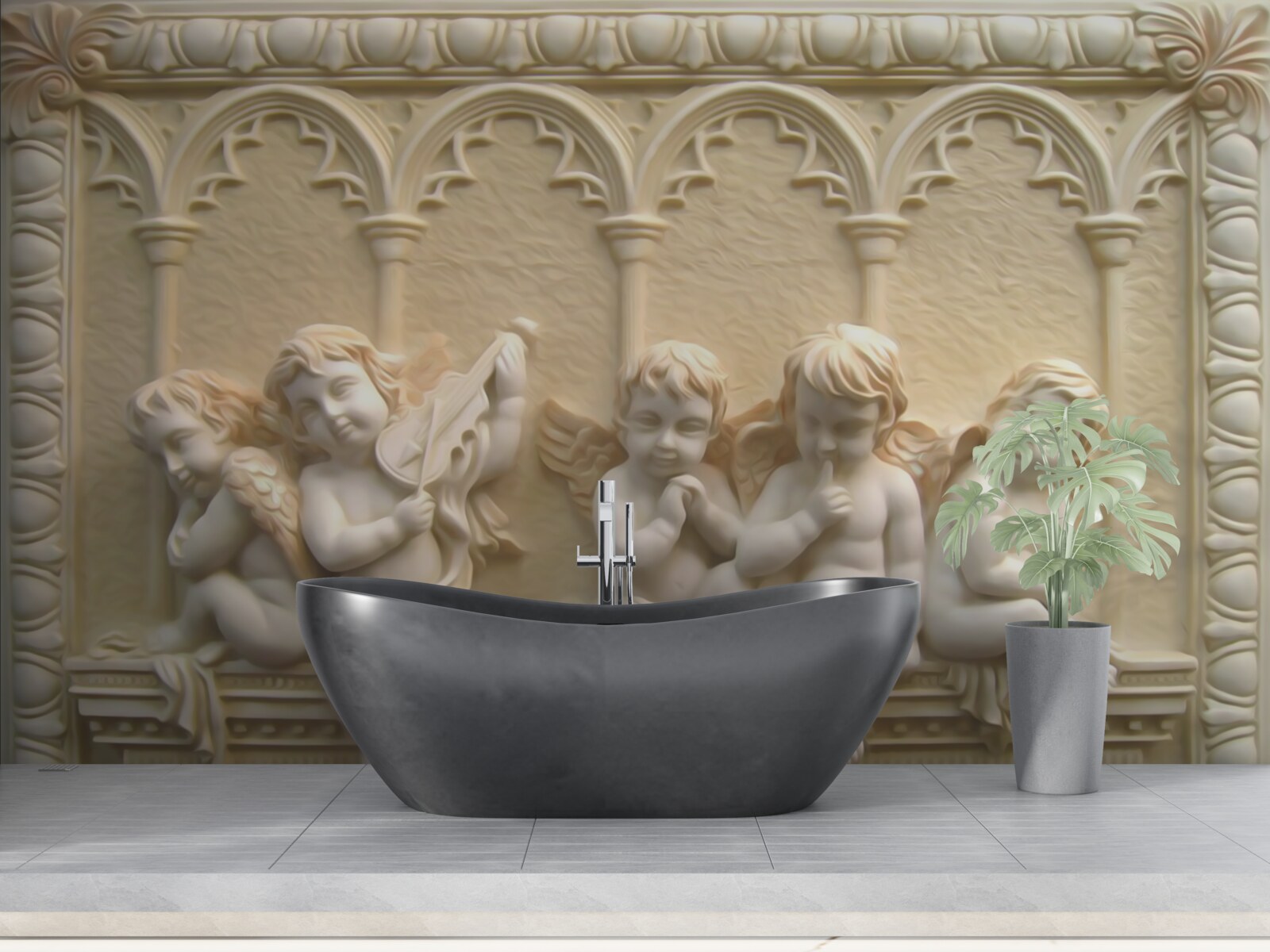 Fototapet serafim odihnindu-se pe verandă