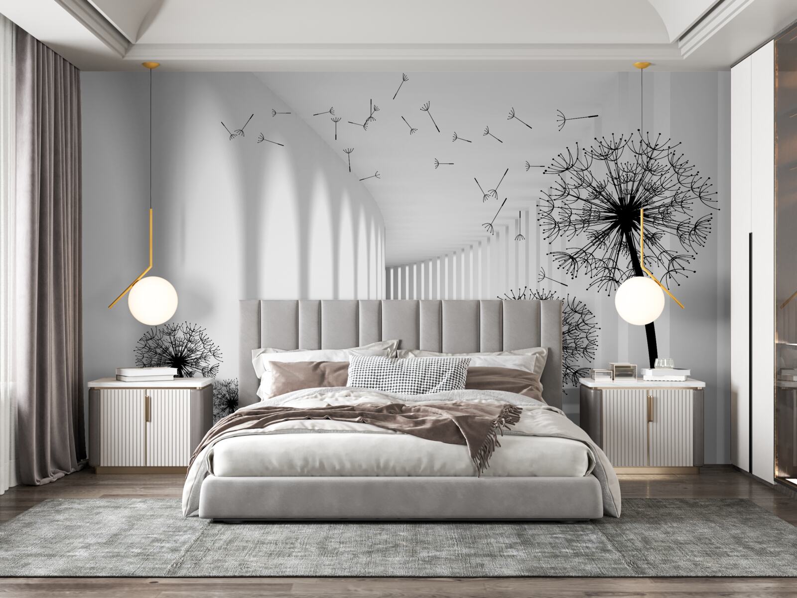 Fototapet păpădiile suflate de vânt cad