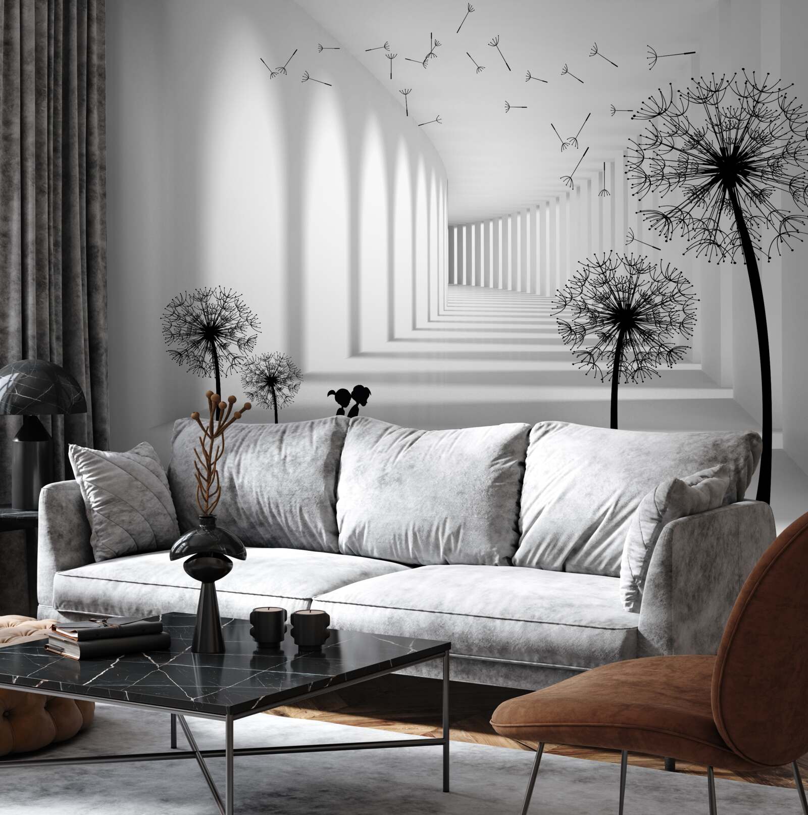 Fototapet păpădiile suflate de vânt cad