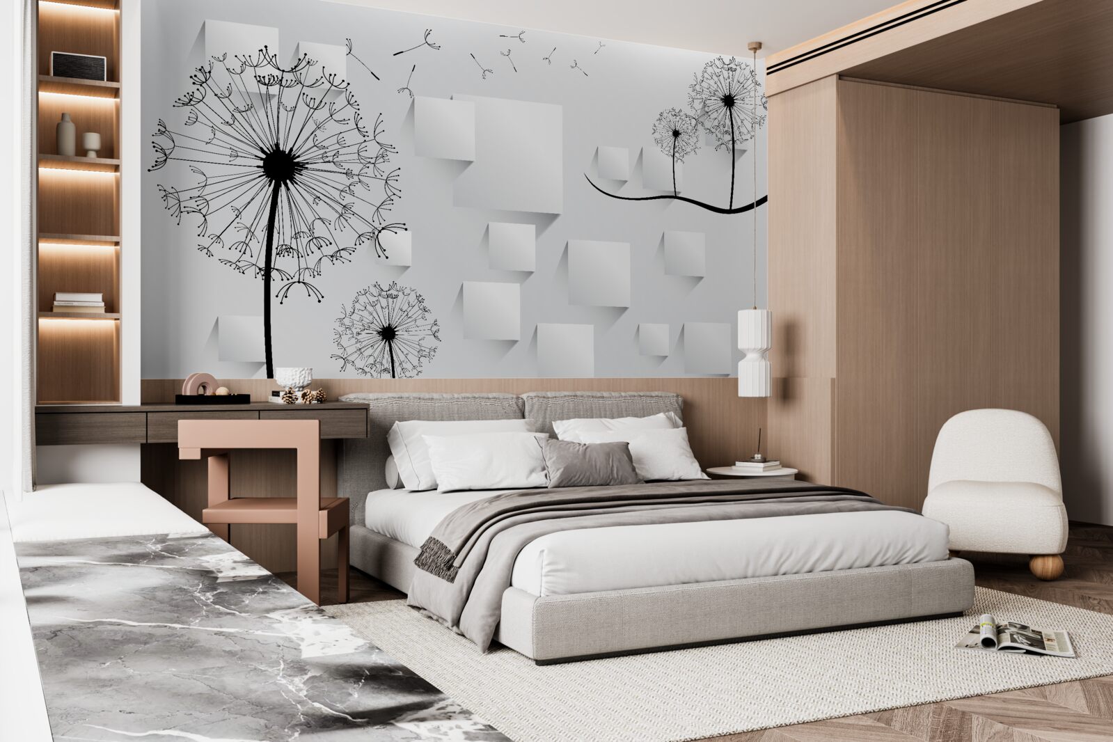 Fototapet păpădia se leagănă în vânt