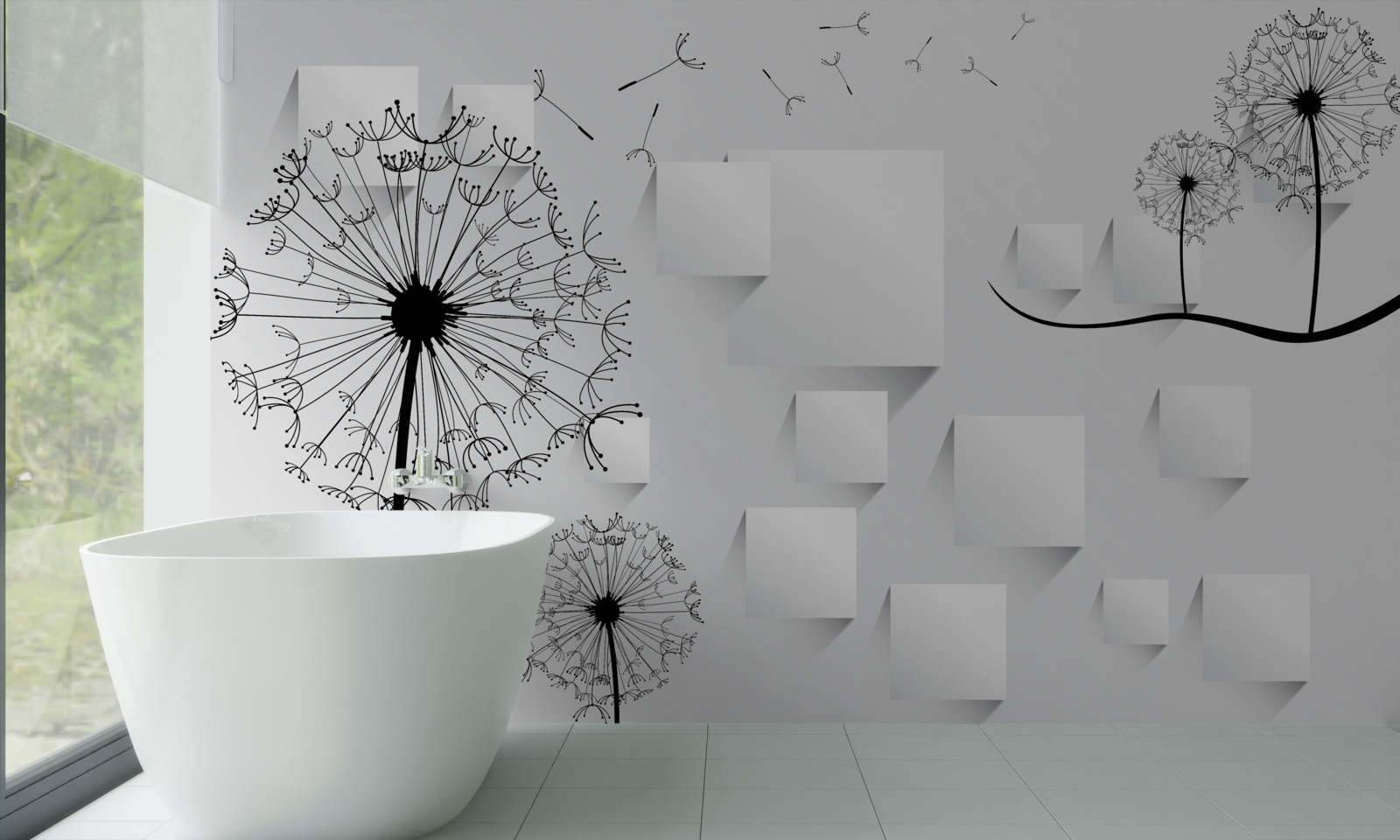 Fototapet păpădia se leagănă în vânt