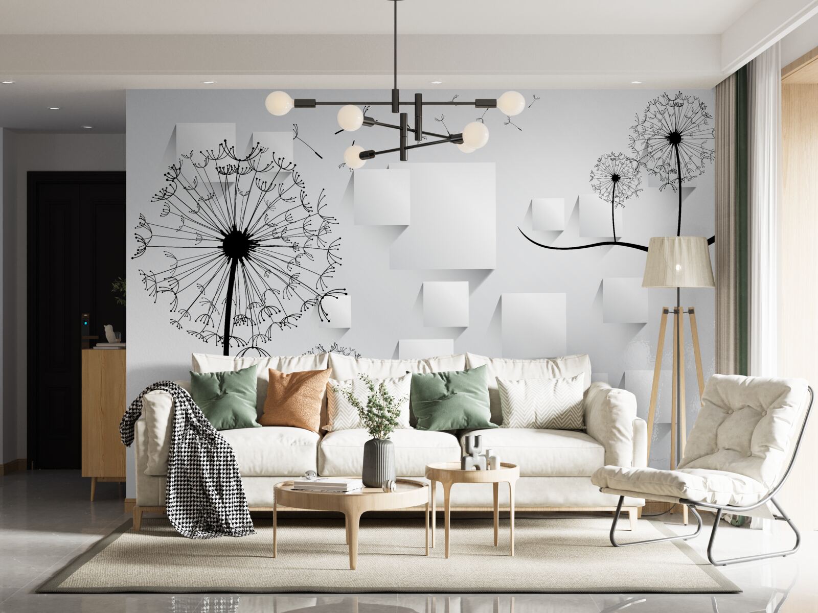 Fototapet păpădia se leagănă în vânt