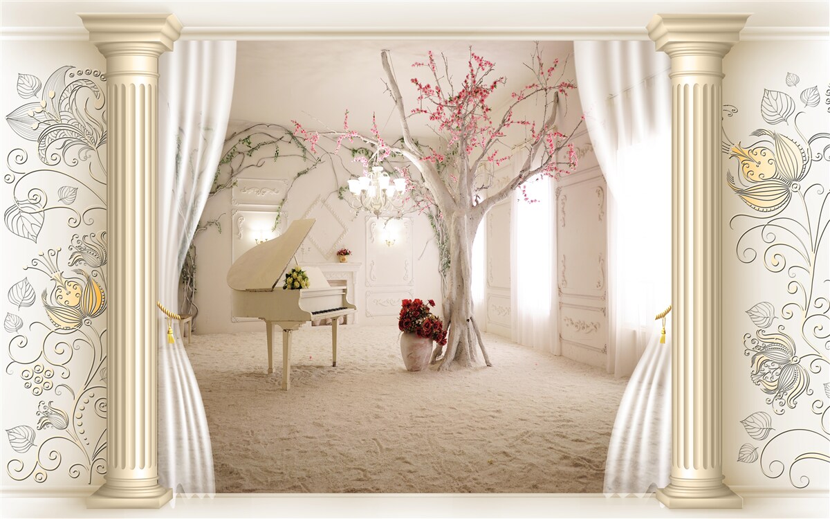 Fototapet cameră de zi confortabilă cu lemn adevărat