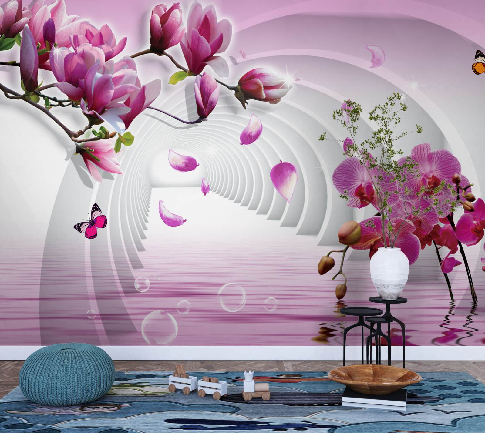 Fototapet nuanțe încântătoare de roz magnolie și orhidee