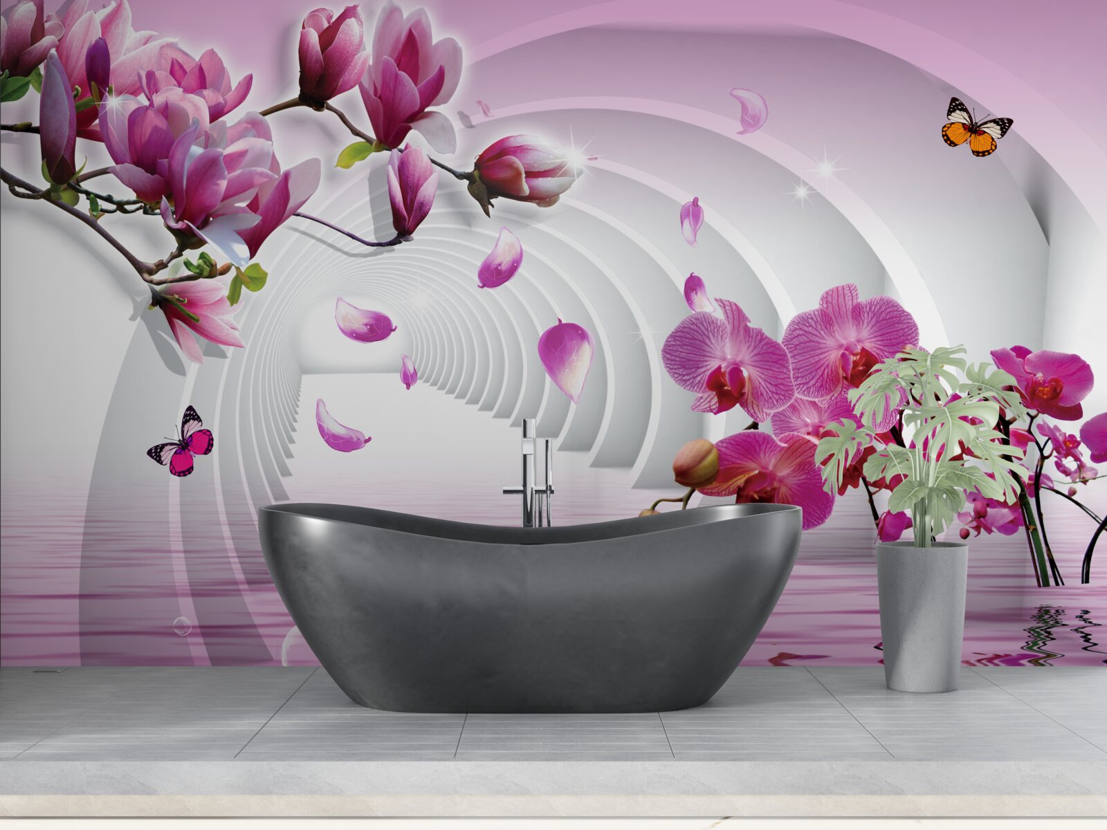 Fototapet nuanțe încântătoare de roz magnolie și orhidee