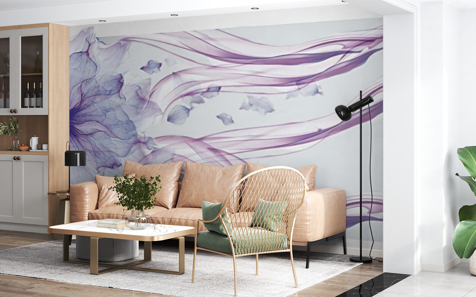 Fototapet floare cu albastru transparent sub suprafața apei