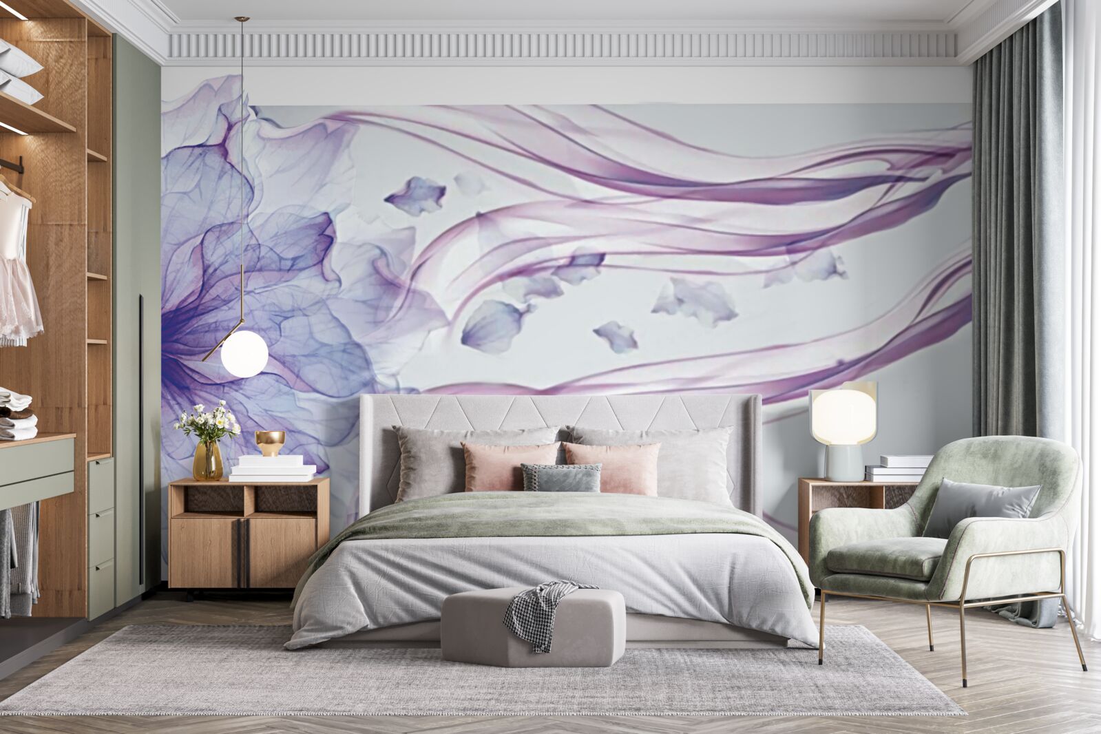 Fototapet floare cu albastru transparent sub suprafața apei