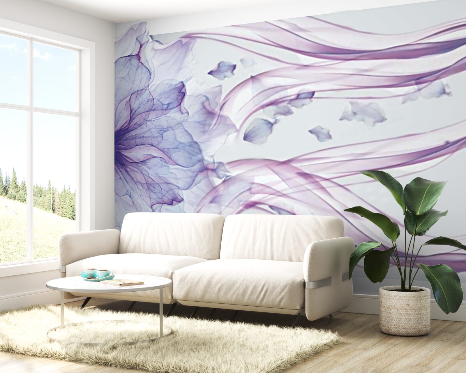 Fototapet floare cu albastru transparent sub suprafața apei