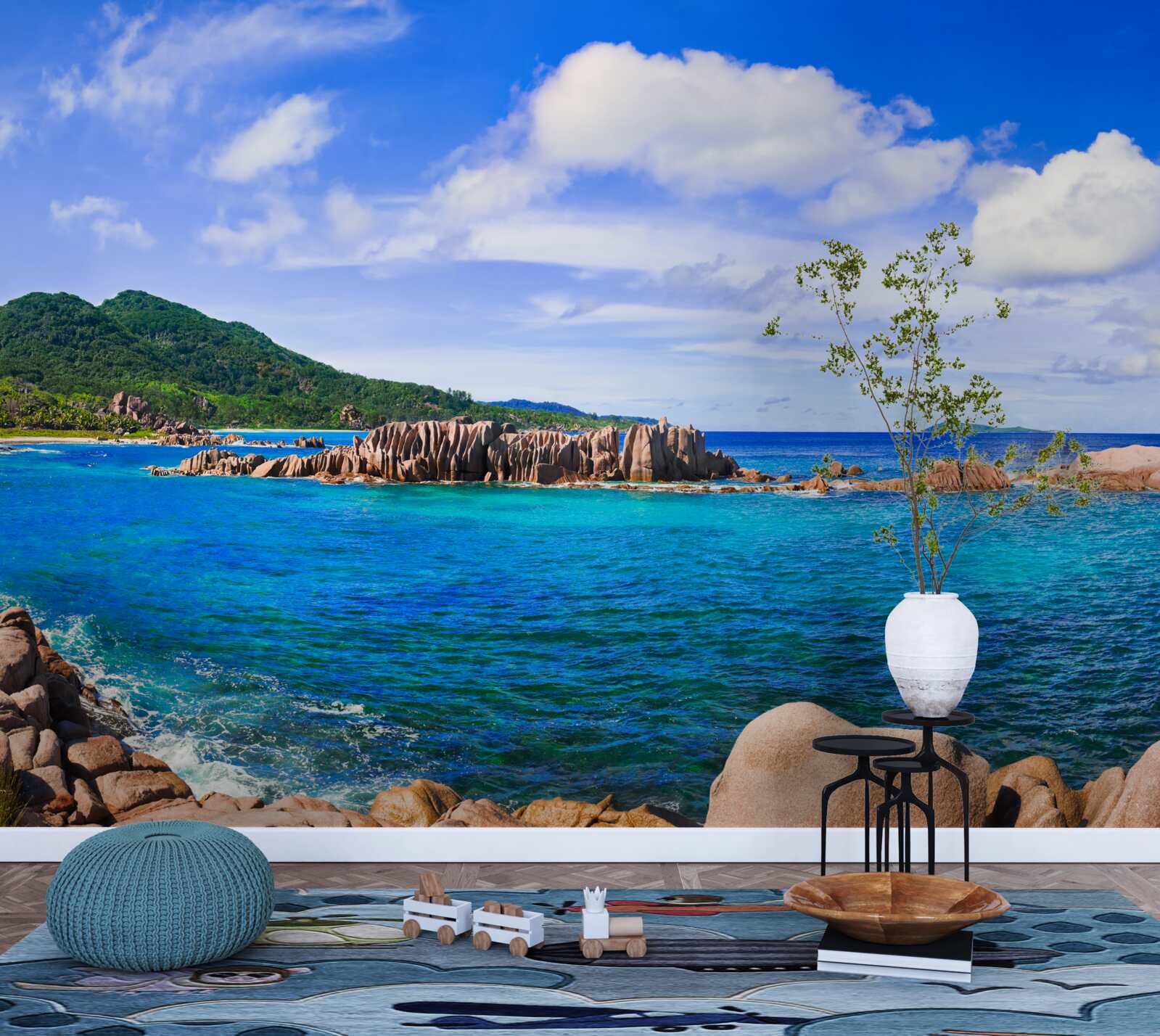 Fototapet stânci lângă oceanul azur