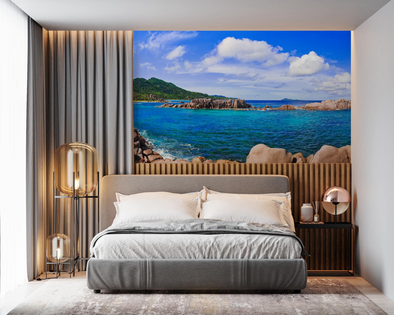 Fototapet stânci lângă oceanul azur