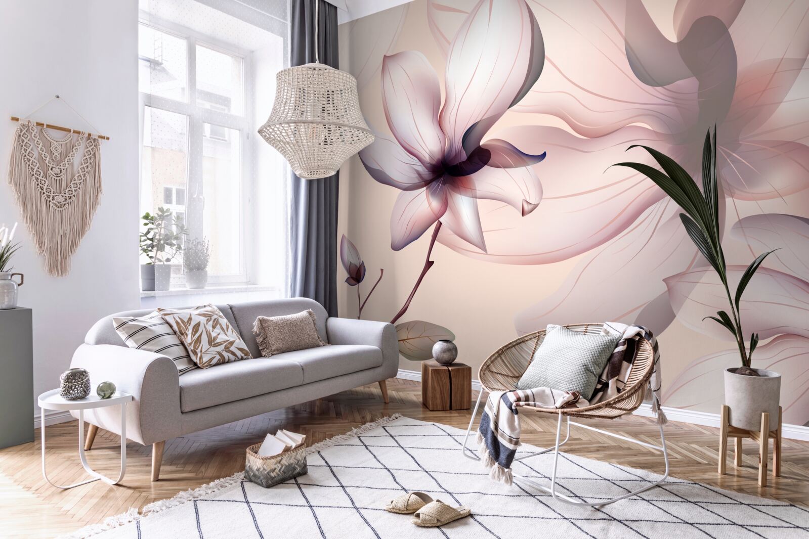 Fototapet fundal luminos cu magnolii