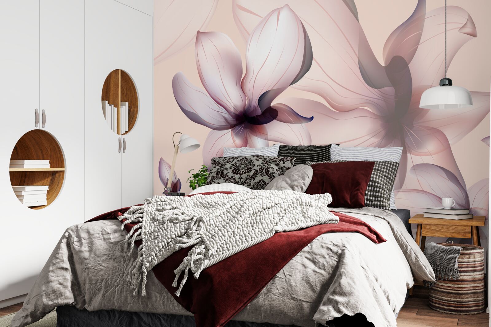 Fototapet fundal luminos cu magnolii