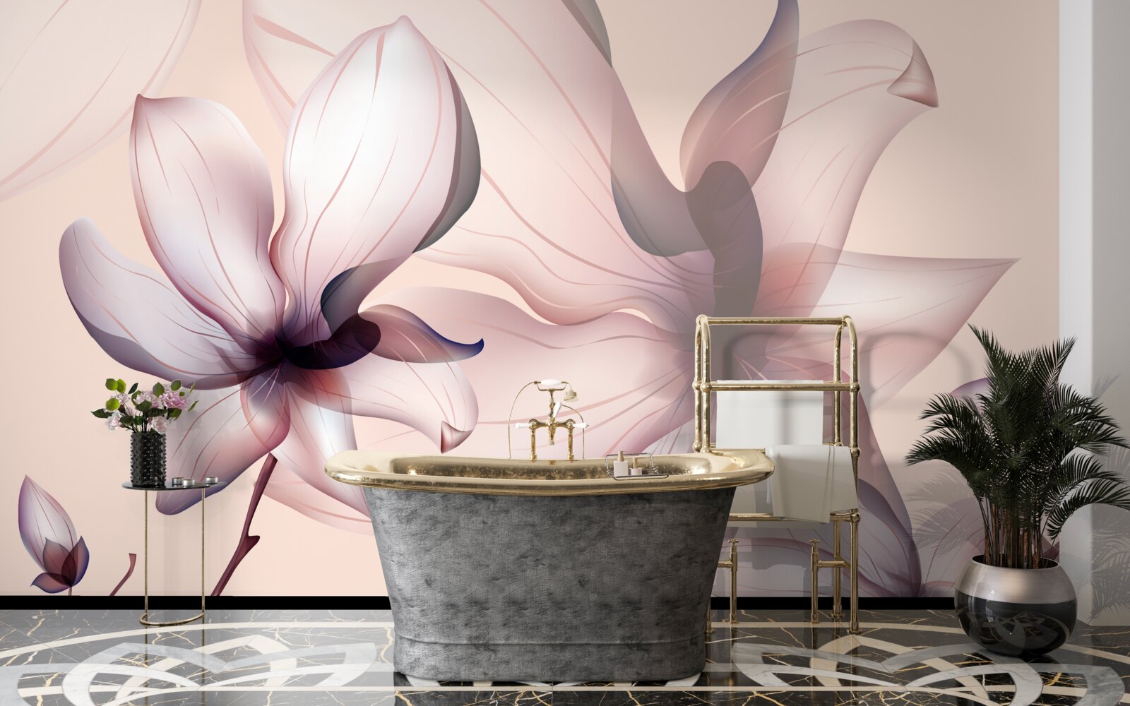 Fototapet fundal luminos cu magnolii