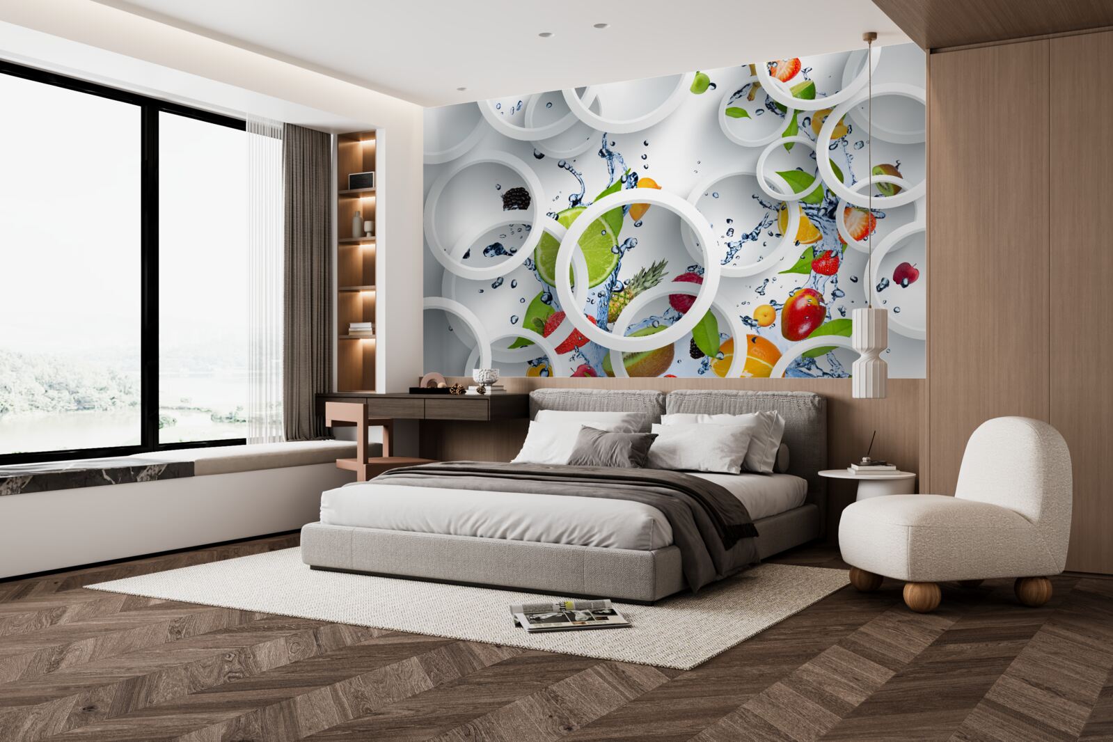 Fototapet picături de apă rotunde pe fructele de vară