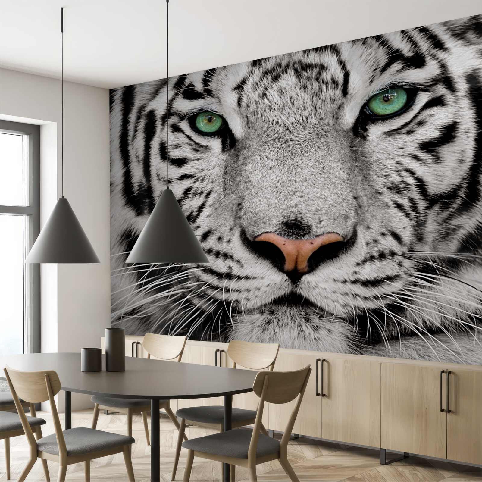 Fototapet imaginea unui tigru alb