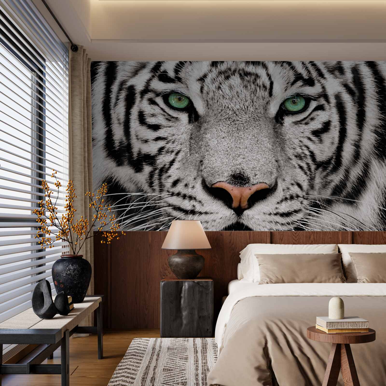 Fototapet imaginea unui tigru alb