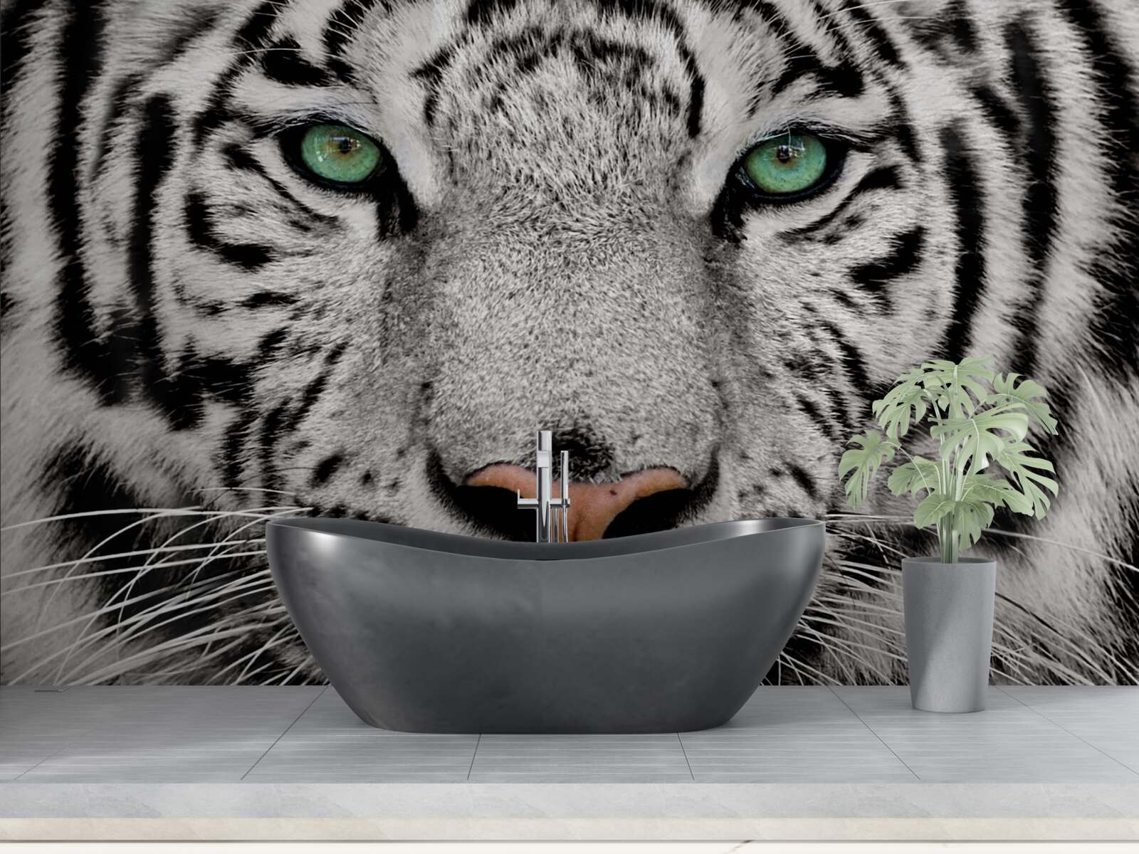 Fototapet imaginea unui tigru alb