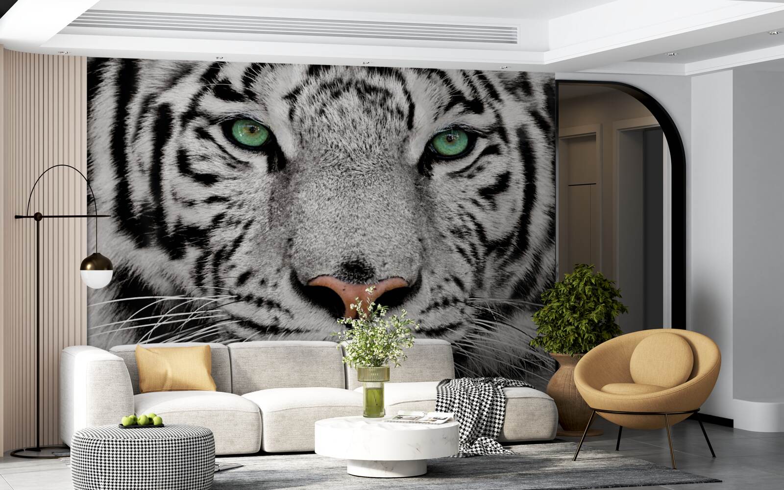 Fototapet imaginea unui tigru alb