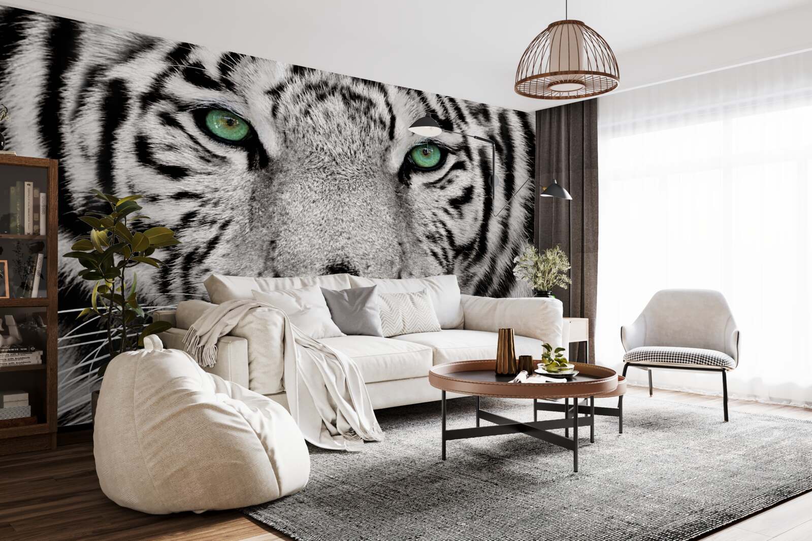 Fototapet imaginea unui tigru alb