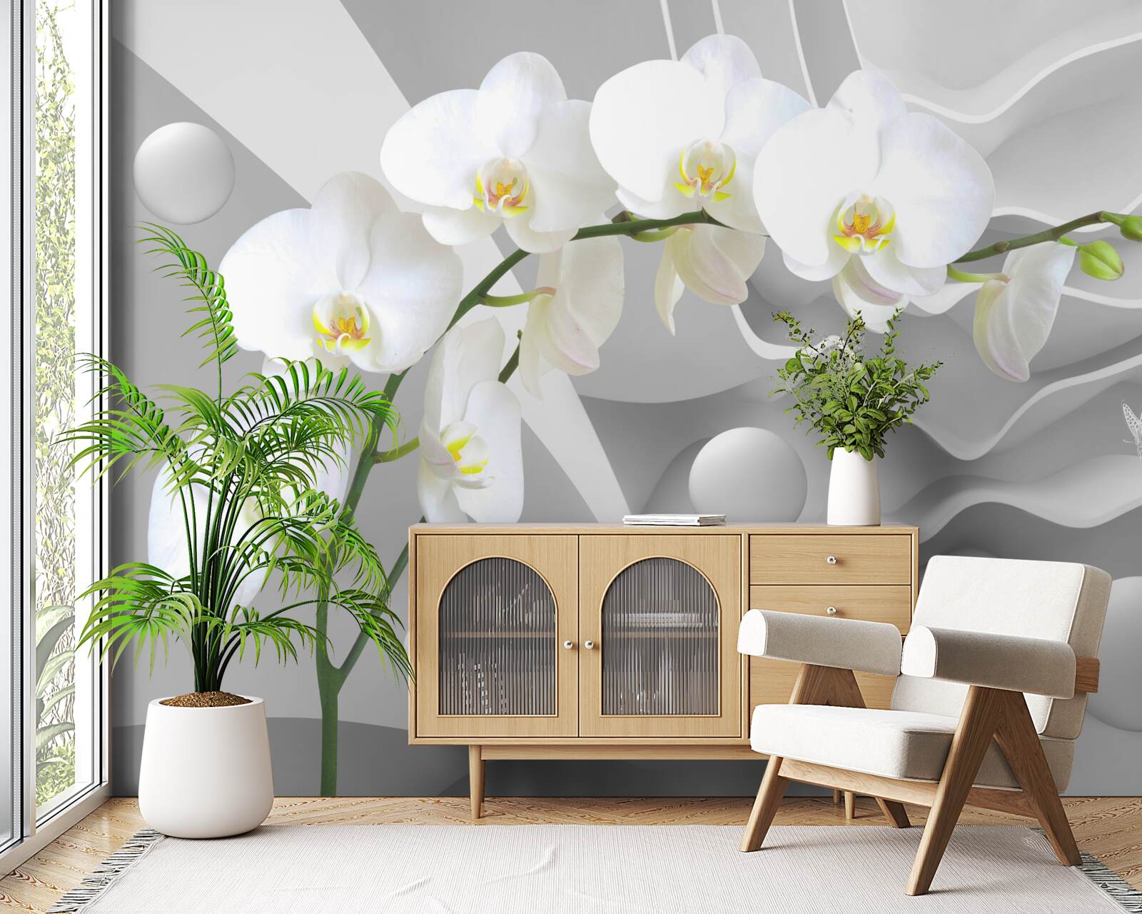 Fototapet floare de orhidee albă pe o ramură