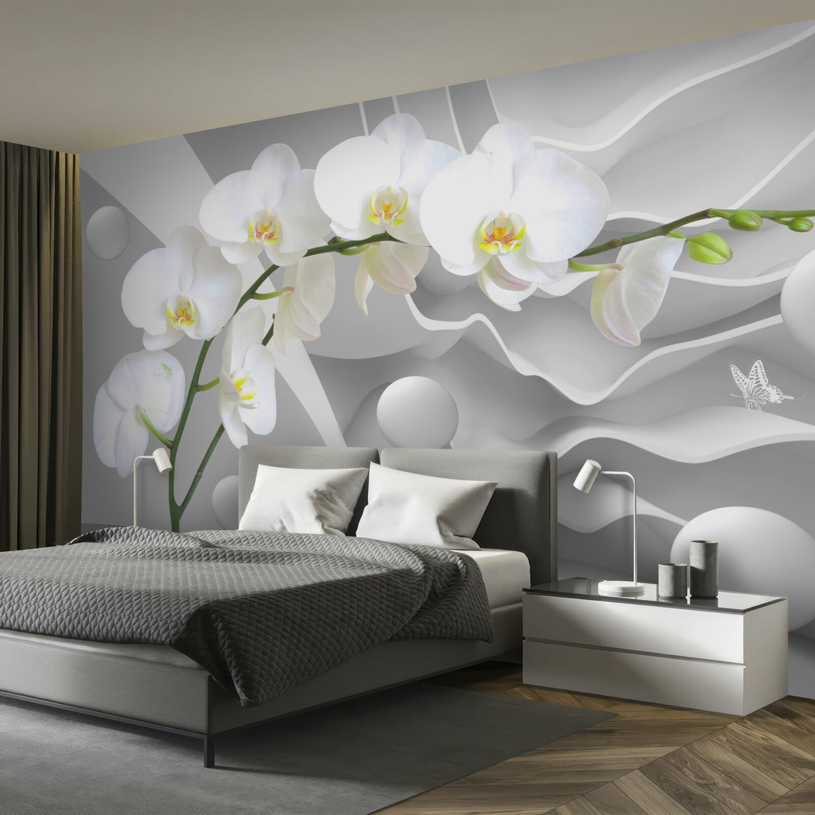 Fototapet floare de orhidee albă pe o ramură